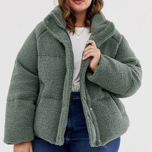 Sherpa Teddy Puffer Coat Plus Size